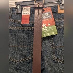 New with Tags Levi Signature Boys' Straight Fit Jeans Size 14 Length 26in & Belt